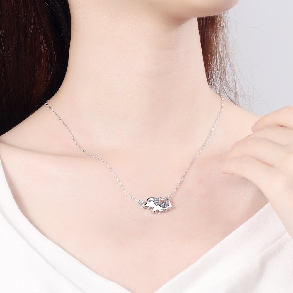 Certified 1/2 ct. t.w. Diamond Moissanite Elephant Necklace NEW - Picture 6 of 9